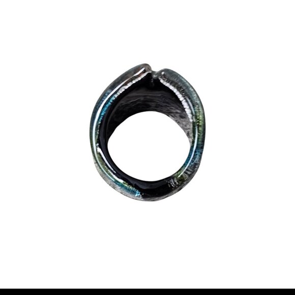 Murano Glass Mistero Wide Multi Color Italian Chunky Statement Ring - Picture 4 of 7